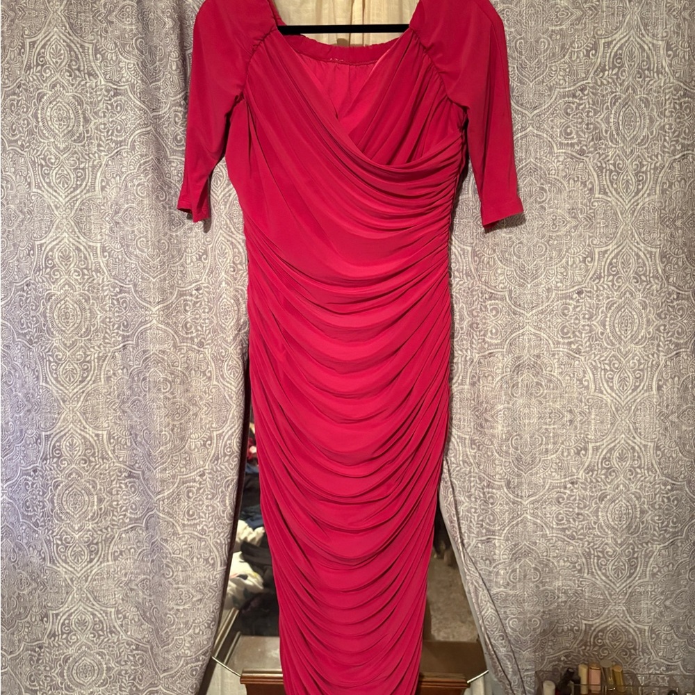 Laura Byrnes California Pin-Up Couture Hot Pink Monica Ruched Wiggle Dress 2X